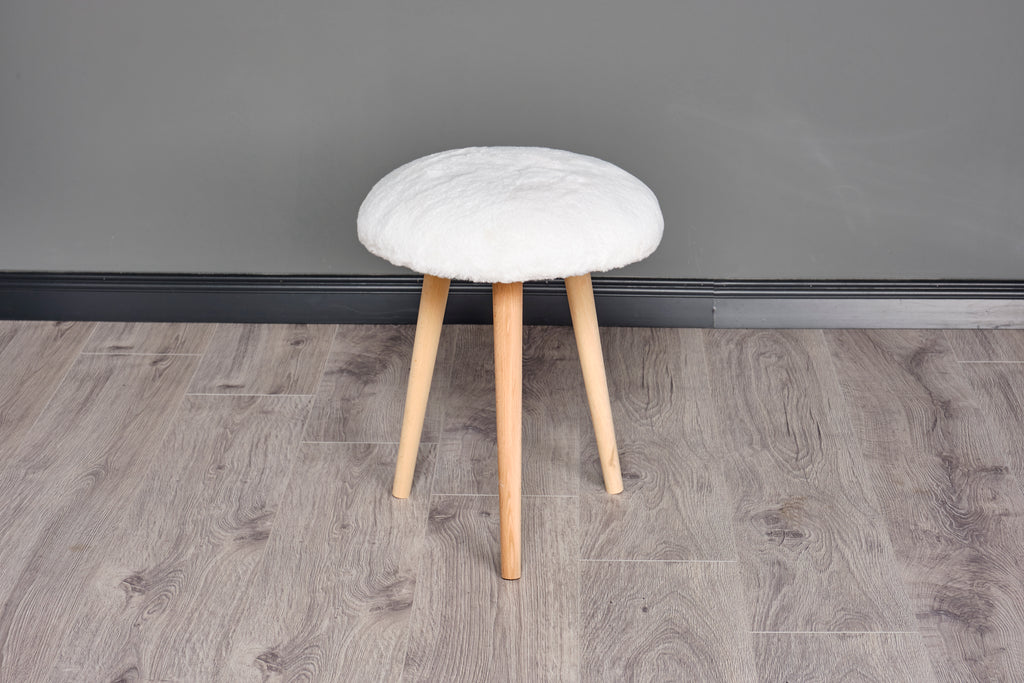 Ahşap Ayaklı Dekoratif Pelüş Puf Tabure Bench Sandalye