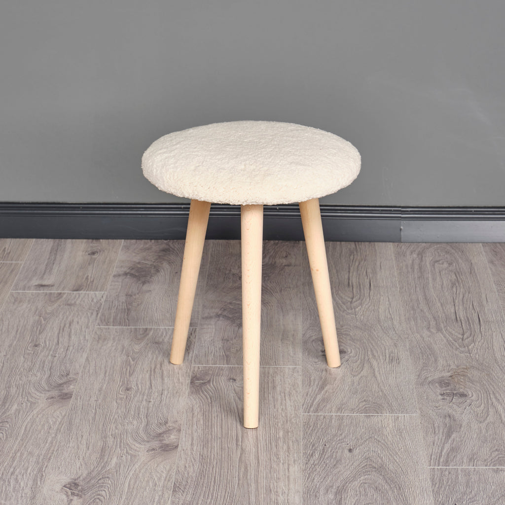 Ahşap Ayaklı Dekoratif Pelüş Puf Tabure Bench Sandalye