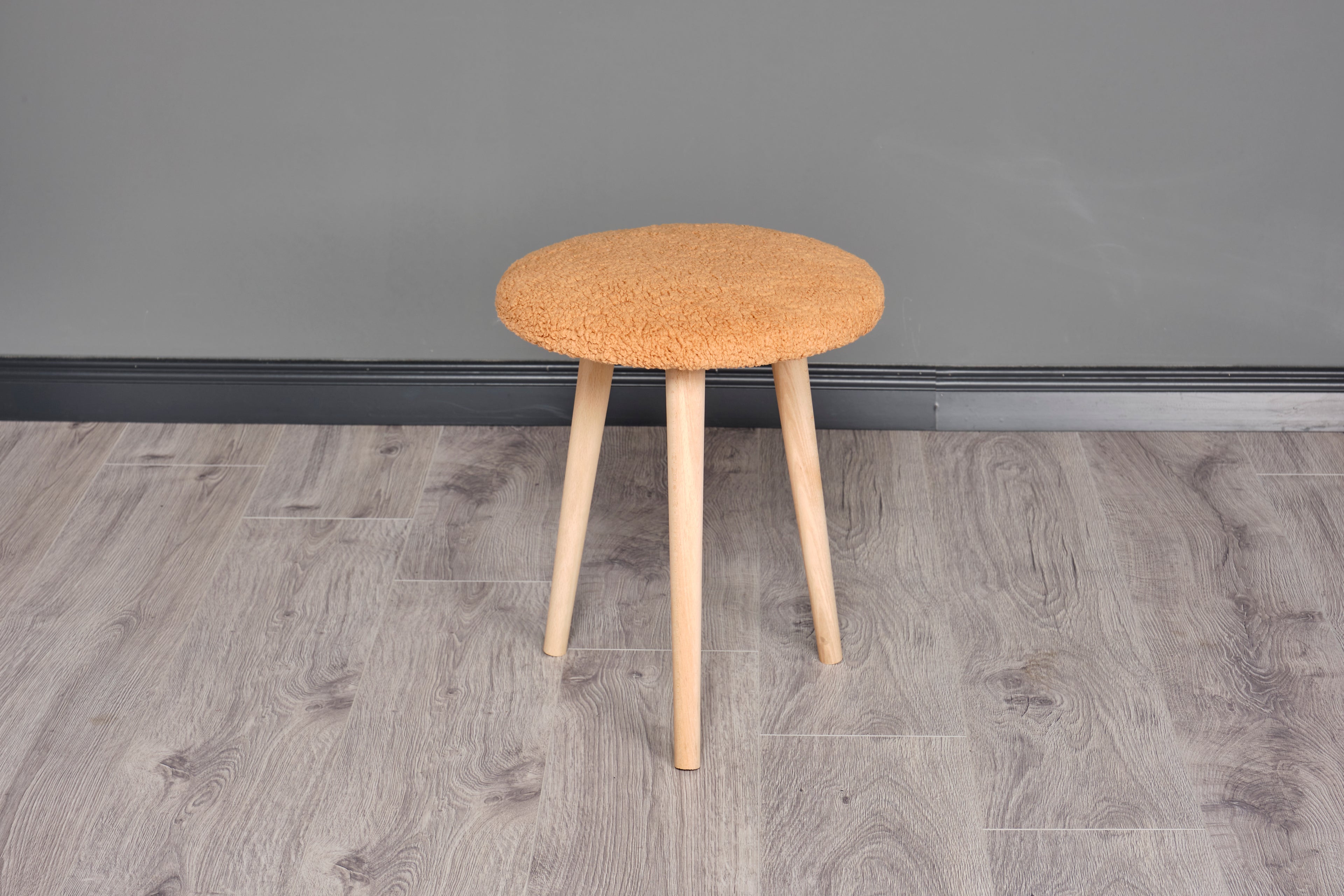 Ahşap Ayaklı Dekoratif Pelüş Puf Tabure Bench Sandalye