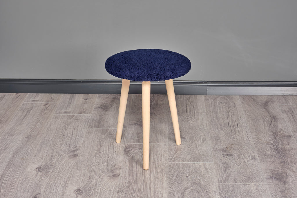 Ahşap Ayaklı Dekoratif Pelüş Puf Tabure Bench Sandalye