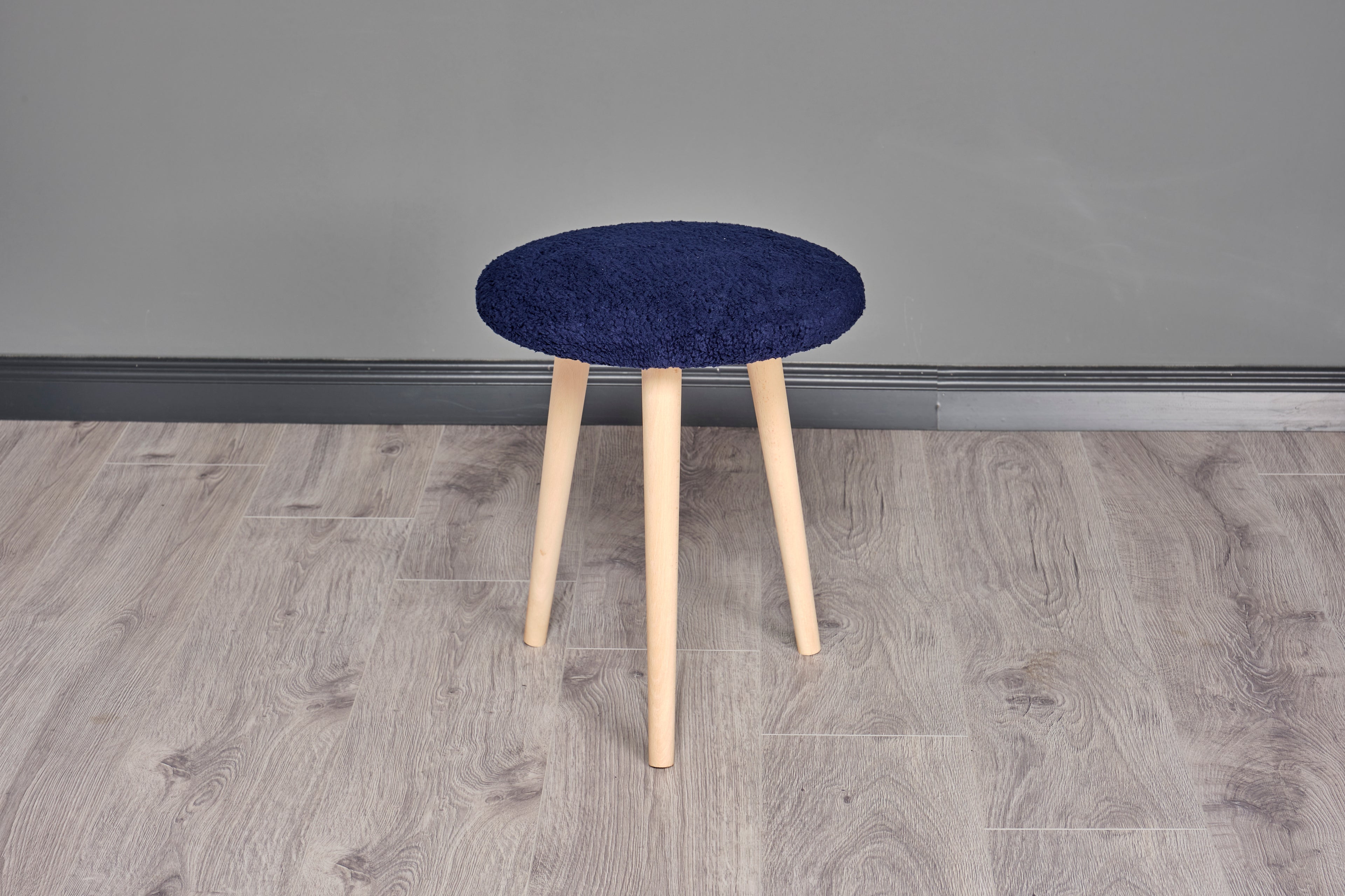 Ahşap Ayaklı Dekoratif Pelüş Puf Tabure Bench Sandalye